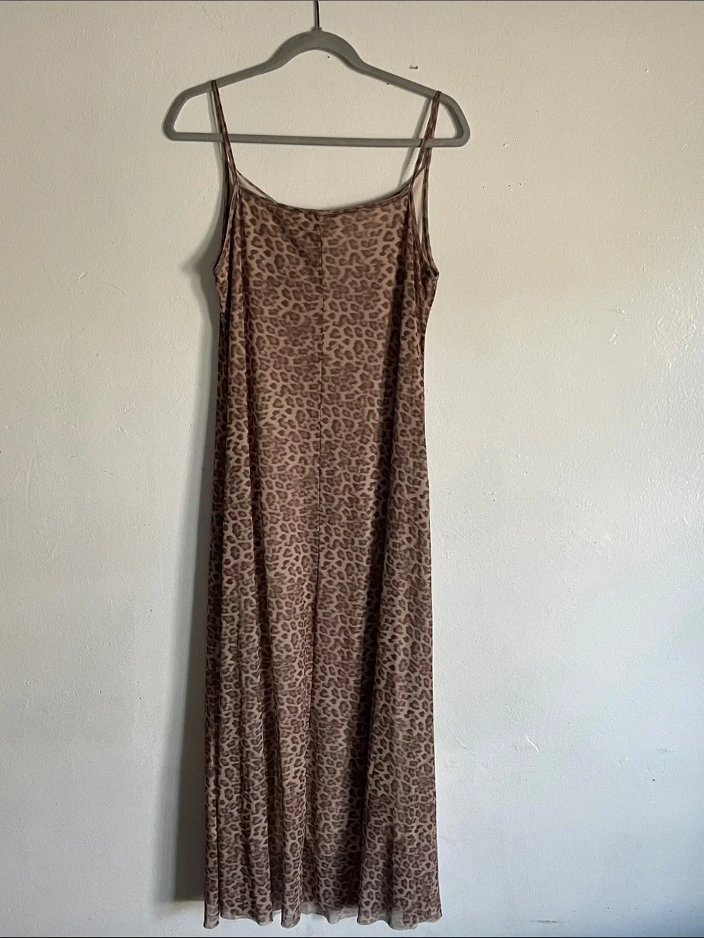 See You Monday Cowl Neck Leopard Print Slip Midi Dress Size Large